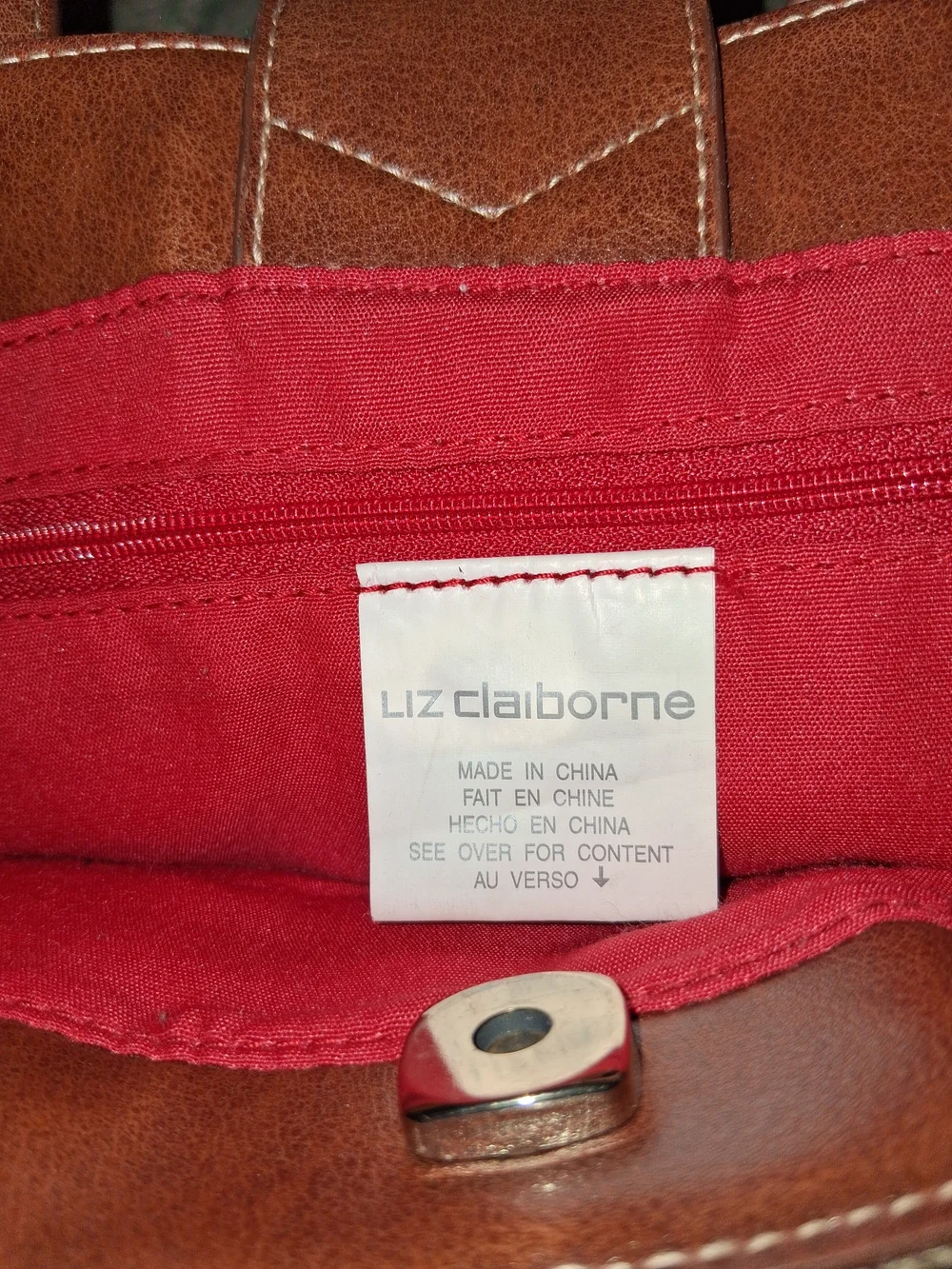 Canvas & Brown Faux Leather Tote with Vintage Toile Print